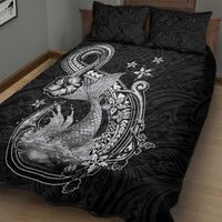 Hawaii Mermaid Monotone Quilt Bed Set Polynesian Pattern Fish Hook