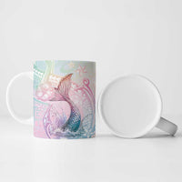 Hawaii Mermaid Sweet Pastel Ceramic Mug Polynesian Pattern Fish Hook