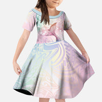 Hawaii Mermaid Sweet Pastel Family Matching Tank Maxi Dress and Hawaiian Shirt Polynesian Pattern Fish Hook