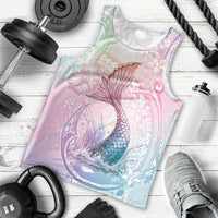 Hawaii Mermaid Sweet Pastel Men Tank Top Polynesian Pattern Fish Hook