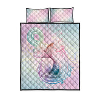 Hawaii Mermaid Sweet Pastel Quilt Bed Set Polynesian Pattern Fish Hook