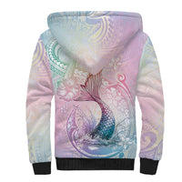 Hawaii Mermaid Sweet Pastel Sherpa Hoodie Polynesian Pattern Fish Hook