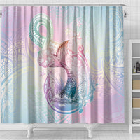 Hawaii Mermaid Sweet Pastel Shower Curtain Polynesian Pattern Fish Hook