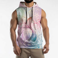 Hawaii Mermaid Sweet Pastel Sleeveless Hoodie Polynesian Pattern Fish Hook