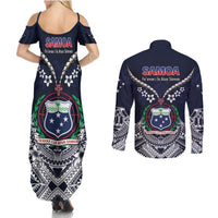 Samoa Independence Day Couples Matching Summer Maxi Dress and Long Sleeve Button Shirt Ula Nifo Mix Turtle LT01 - Polynesian Pride