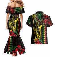 King Kamehameha Day Couples Matching Mermaid Dress and Hawaiian Shirt Hawaii Kakau Reggae LT01 - Polynesian Pride