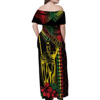 King Kamehameha Day Family Matching Off Shoulder Maxi Dress and Hawaiian Shirt Hawaii Kakau Reggae LT01 - Polynesian Pride