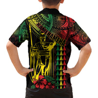 King Kamehameha Day Family Matching Tank Maxi Dress and Hawaiian Shirt Hawaii Kakau Reggae