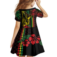 King Kamehameha Day Family Matching Tank Maxi Dress and Hawaiian Shirt Hawaii Kakau Reggae