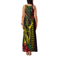 King Kamehameha Day Family Matching Tank Maxi Dress and Hawaiian Shirt Hawaii Kakau Reggae