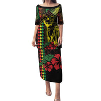 King Kamehameha Day Puletasi Hawaii Kakau Reggae LT01 Long Dress Black - Polynesian Pride