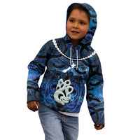 Personalized Maori Matariki Manaia Kid Hoodie Maori Kowhaiwhai Pattern Galaxy