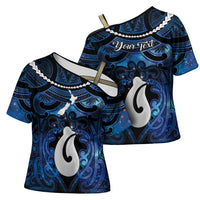 Personalized Maori Matariki Hei Matau Cross Shoulder Shirt Maori Kowhaiwhai Pattern Galaxy