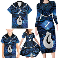 Personalized Maori Matariki Hei Matau Family Matching Long Sleeve Bodycon Dress and Hawaiian Shirt Maori Kowhaiwhai Pattern Galaxy LT01 - Polynesian Pride