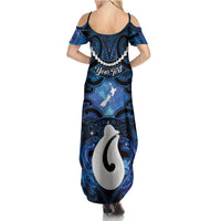Personalized Maori Matariki Hei Matau Family Matching Summer Maxi Dress and Hawaiian Shirt Maori Kowhaiwhai Pattern Galaxy