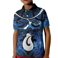 Personalized Maori Matariki Hei Matau Kid Polo Shirt Maori Kowhaiwhai Pattern Galaxy