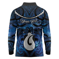Personalized Maori Matariki Hei Matau Long Sleeve Polo Shirt Maori Kowhaiwhai Pattern Galaxy