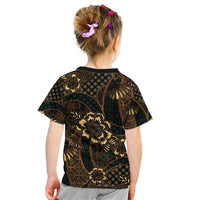 Indonesian Batik Pattern Vintage Brown Kid T Shirt