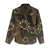Indonesian Batik Pattern Vintage Brown Women Casual Shirt