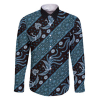 Indonesia Batik Pattern Family Matching Puletasi and Hawaiian Shirt Blue Version