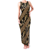 Indonesia Batik Pattern Family Matching Tank Maxi Dress and Hawaiian Shirt Gold Version LT01 Mom's Dress Gold - Polynesian Pride