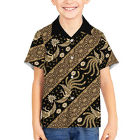 Indonesia Batik Pattern Family Matching Tank Maxi Dress and Hawaiian Shirt Gold Version LT01 Son's Shirt Gold - Polynesian Pride