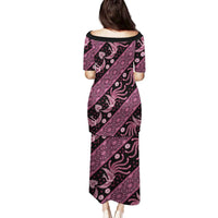 Indonesia Batik Pattern Family Matching Puletasi and Hawaiian Shirt Pink Version