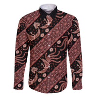 Indonesia Batik Pattern Family Matching Off The Shoulder Long Sleeve Dress and Hawaiian Shirt Red Version