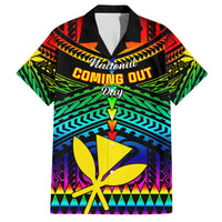 Personalised Hawaii Family Matching Off Shoulder Maxi Dress and Hawaiian Shirt Kanaka Maoli Kakau 2023 National Coming Out Day LT01 Dad's Shirt - Short Sleeve Black - Polynesian Pride