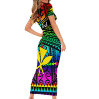 Personalised Hawaii Family Matching Short Sleeve Bodycon Dress and Hawaiian Shirt Kanaka Maoli Kakau 2023 National Coming Out Day LT01 - Polynesian Pride