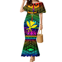 Personalised Hawaii Mermaid Dress Kanaka Maoli Kakau 2023 National Coming Out Day LT01 Women Black - Polynesian Pride