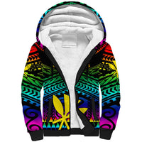 Personalised Hawaii Sherpa Hoodie Kanaka Maoli Kakau 2023 National Coming Out Day LT01 Unisex Black - Polynesian Pride