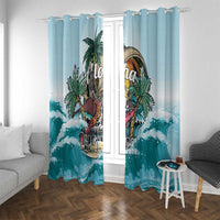 Aloha Hawaii Skeleton Window Curtain Tropical Summer Vibe