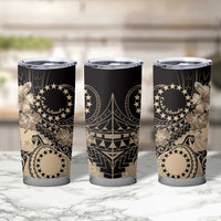 Cook Islands Turtle Tumbler Cup Stars and Hibiscus - Beige