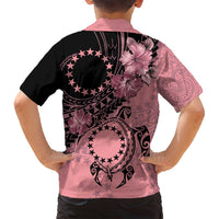 Cook Islands Turtle Family Matching Long Sleeve Bodycon Dress and Hawaiian Shirt Stars and Hibiscus - Pink LT01 - Polynesian Pride