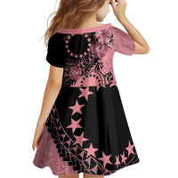 Cook Islands Turtle Family Matching Short Sleeve Bodycon Dress and Hawaiian Shirt Stars and Hibiscus - Pink LT01 - Polynesian Pride