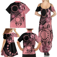 Cook Islands Turtle Family Matching Summer Maxi Dress and Hawaiian Shirt Stars and Hibiscus - Pink LT01 - Polynesian Pride