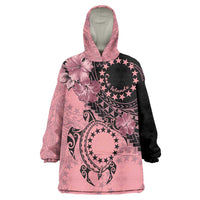 Cook Islands Turtle Wearable Blanket Hoodie Stars and Hibiscus - Pink LT01 One Size Pink - Polynesian Pride