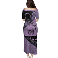 Cook Islands Turtle Family Matching Puletasi and Hawaiian Shirt Stars and Hibiscus - Purple LT01 - Polynesian Pride