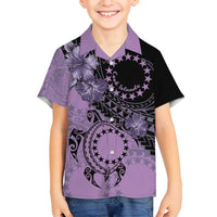 Cook Islands Turtle Family Matching Summer Maxi Dress and Hawaiian Shirt Stars and Hibiscus - Purple LT01 Son's Shirt Purple - Polynesian Pride
