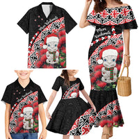 New Zealand Christmas Meri Kirihimete Family Matching Mermaid Dress and Hawaiian Shirt Santa Hei Tiki Pohutukawa LT01 - Polynesian Pride