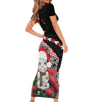 New Zealand Christmas Meri Kirihimete Family Matching Short Sleeve Bodycon Dress and Hawaiian Shirt Santa Hei Tiki Pohutukawa LT01 - Polynesian Pride
