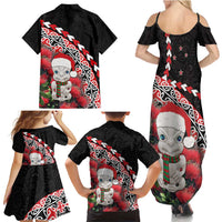 New Zealand Christmas Meri Kirihimete Family Matching Summer Maxi Dress and Hawaiian Shirt Santa Hei Tiki Pohutukawa LT01 - Polynesian Pride