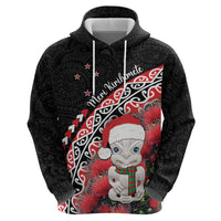 New Zealand Christmas Meri Kirihimete Hoodie Santa Hei Tiki Pohutukawa LT01 - Polynesian Pride