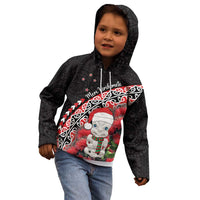 New Zealand Christmas Meri Kirihimete Kid Hoodie Santa Hei Tiki Pohutukawa LT01 - Polynesian Pride
