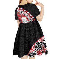 New Zealand Christmas Meri Kirihimete Kid Short Sleeve Dress Santa Hei Tiki Pohutukawa LT01 - Polynesian Pride