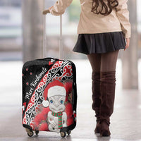 New Zealand Christmas Meri Kirihimete Luggage Cover Santa Hei Tiki Pohutukawa LT01 - Polynesian Pride
