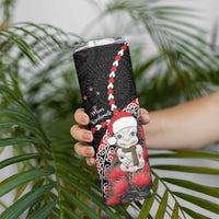 New Zealand Christmas Meri Kirihimete Skinny Tumbler Santa Hei Tiki Pohutukawa LT01 - Polynesian Pride