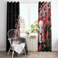 New Zealand Christmas Meri Kirihimete Window Curtain Santa Hei Tiki Pohutukawa LT01 - Polynesian Pride