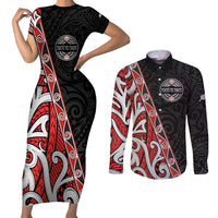 Aotearoa Toitu Te Tiriti Couples Matching Short Sleeve Bodycon Dress and Long Sleeve Button Shirt Honour The Treaty New Zealand